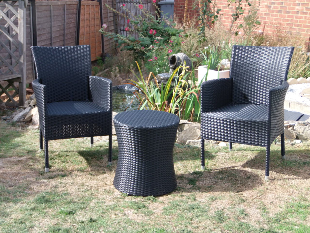 Black outdoor rattan bistro sets UK Home gifts garden