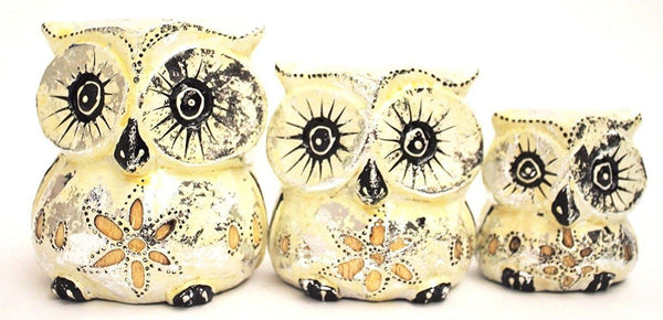Decorative Ornaments & Figures - Owl Set Of 3 Cream