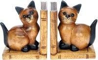 Decorative Ornaments & Figures - Wooden Cat Bookends