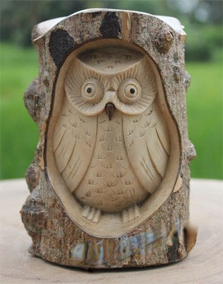Owl Rustic Wood Carving