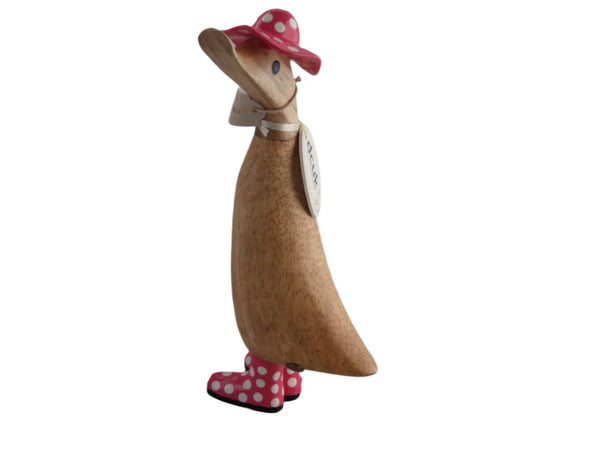 Wooden ducks with wellies and hat hotsell