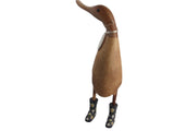 Wooden duck with floral wellies