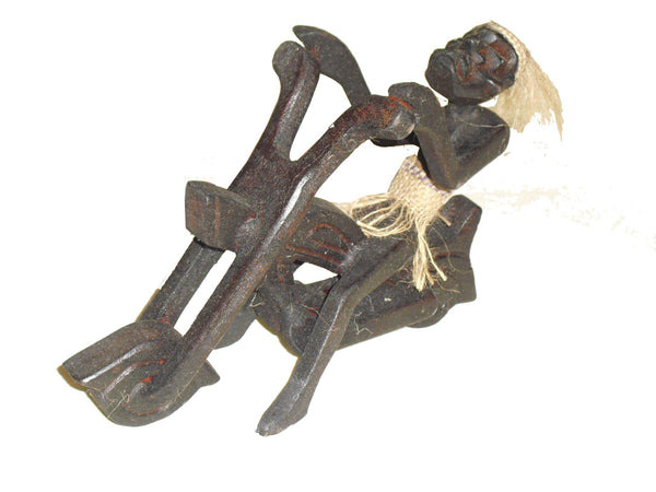 Decorative Ornaments & Figures - Primitive Statues BIKER And ROCKER Asmat Figures Wooden Ornament