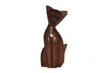 Decorative Ornaments & Figures - Sitting Cat Statue Wood Carving