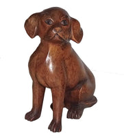 Decorative Ornaments & Figures - Wooden Dog Statue Hand Carved From Solid Wood