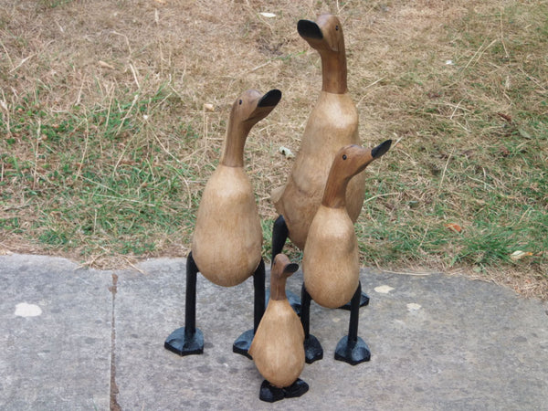 Decorative Ornaments & Figures - Wooden Duck Family Group