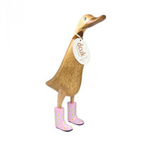 Duck - Wooden Duck With Floral Wellies