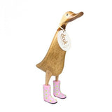 Duck - Wooden Duck With Floral Wellies