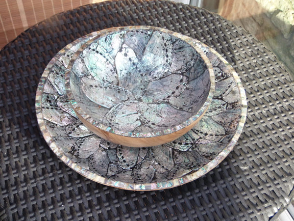 Mosaic bowl and plate set