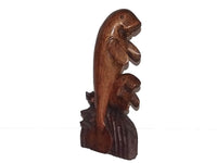 Seal And Cub Statue Wood Carving