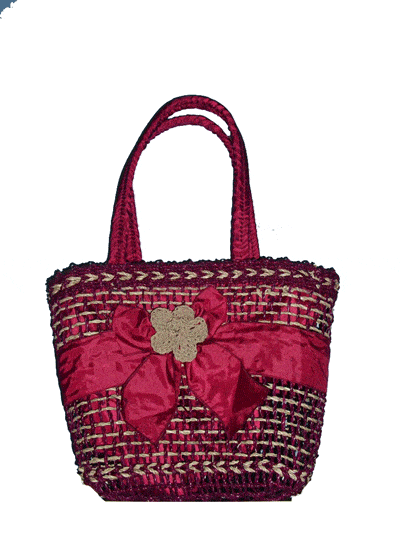 Shopping Bag Crimson With Bow