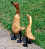 Statues & Lawn Ornaments - Wooden Ducks From Bamboo Root,  Pair Large+Medium